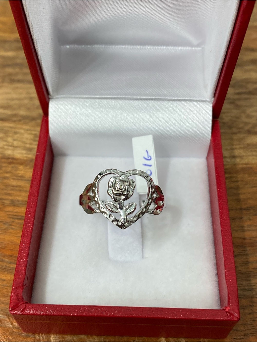 925 Sterling Silver Heart Flower Ring